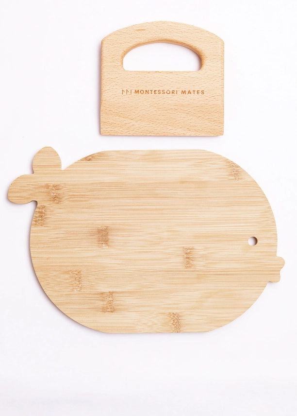 Wooden Kids Cutting Board + Knife Set
