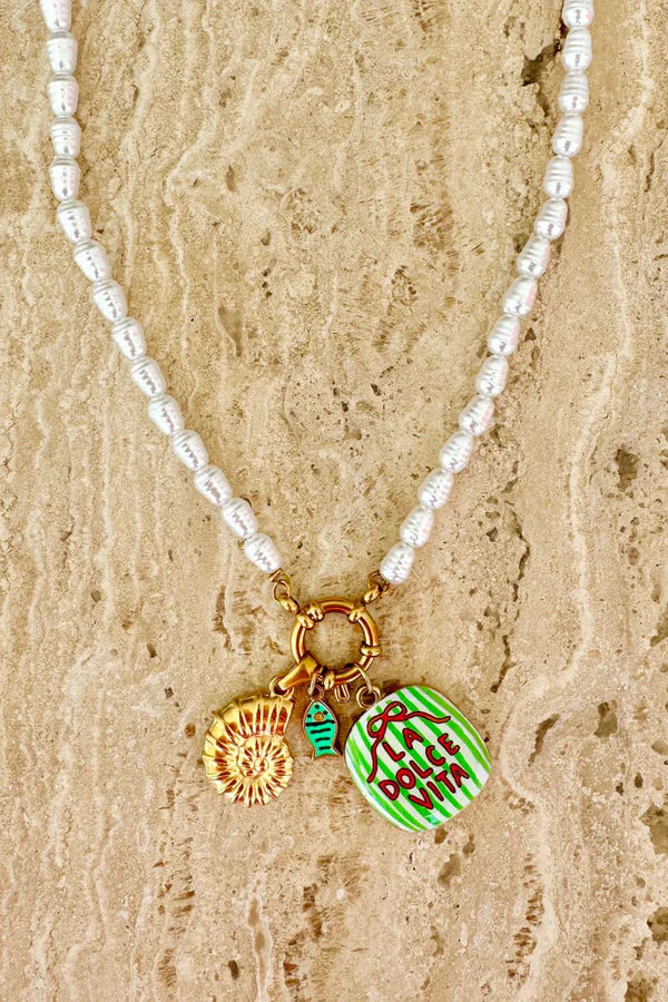 La Dolce Vita Charm Pearl Necklace