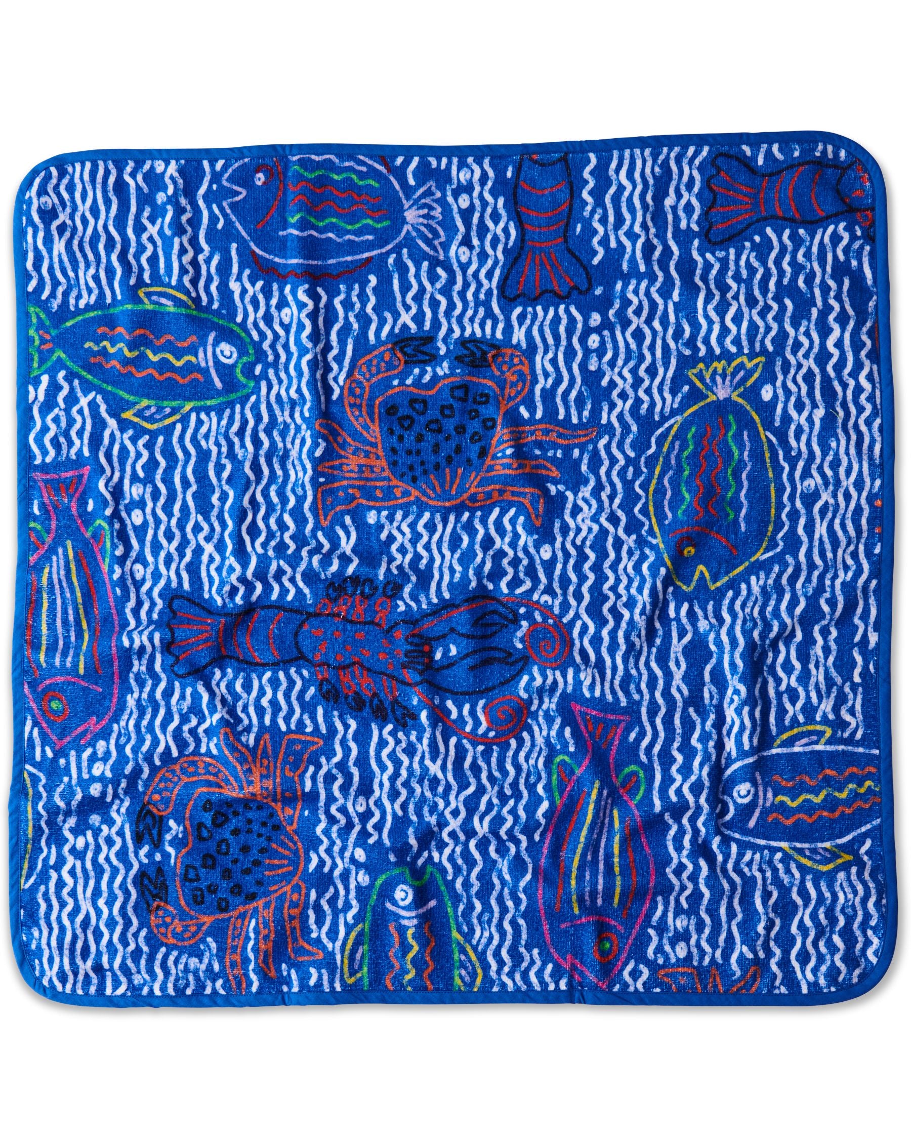 The Deep Blue Printed Terry Baby Towel