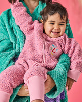 Pink Sprinkle Sherpa Long Sleeve Zip Romper
