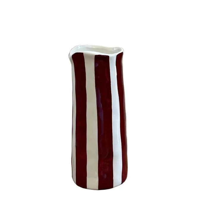 Brown Stripe Medium Vase Wave Top