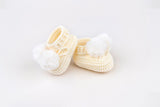 Topsy Pom Pom Crocheted Baby Bootees - Ivory