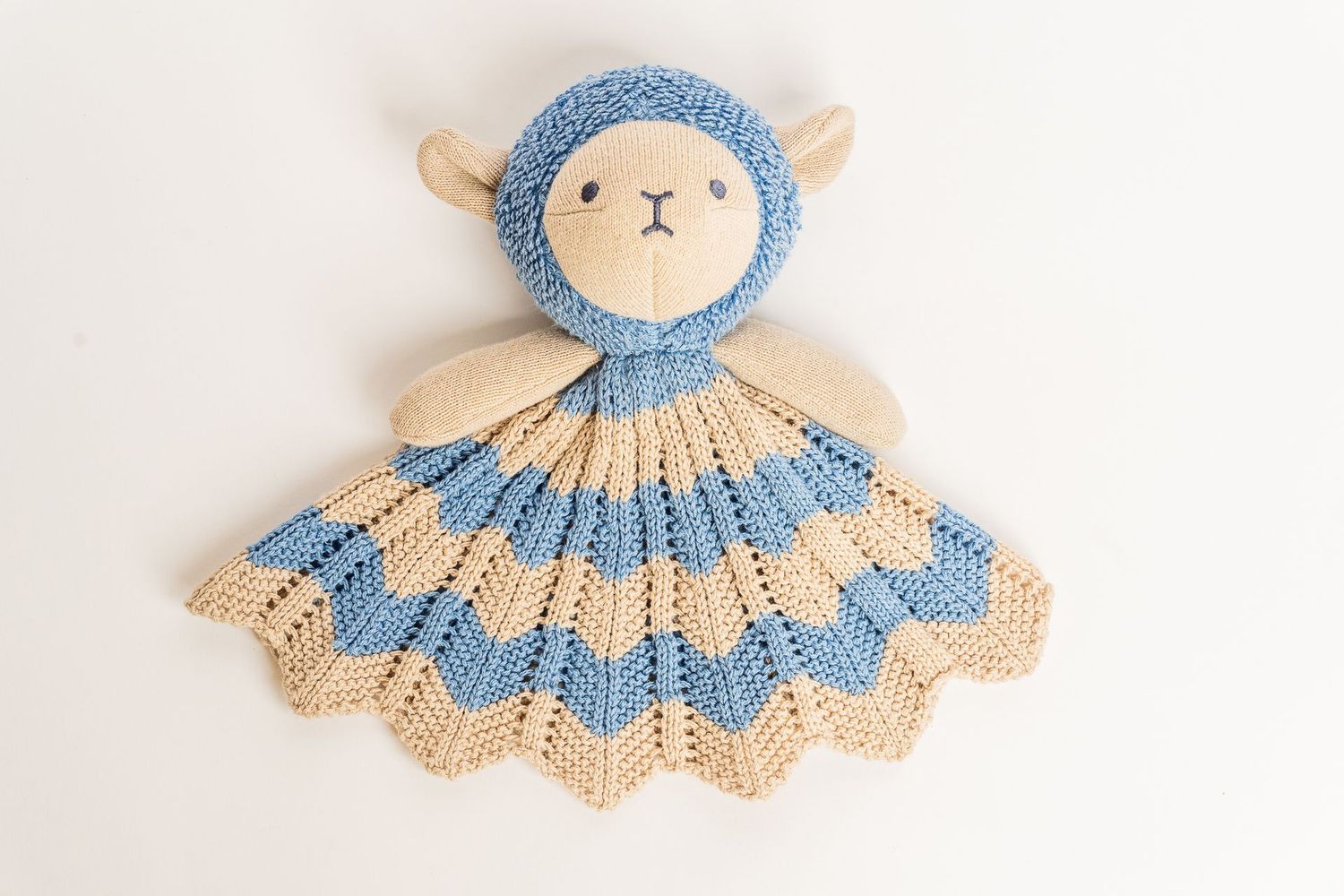 Snuggle Sheep Cotton Knit Baby Comforter - Blue