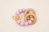 Chirpy Wooden & Silicone Baby Teether - Lilac