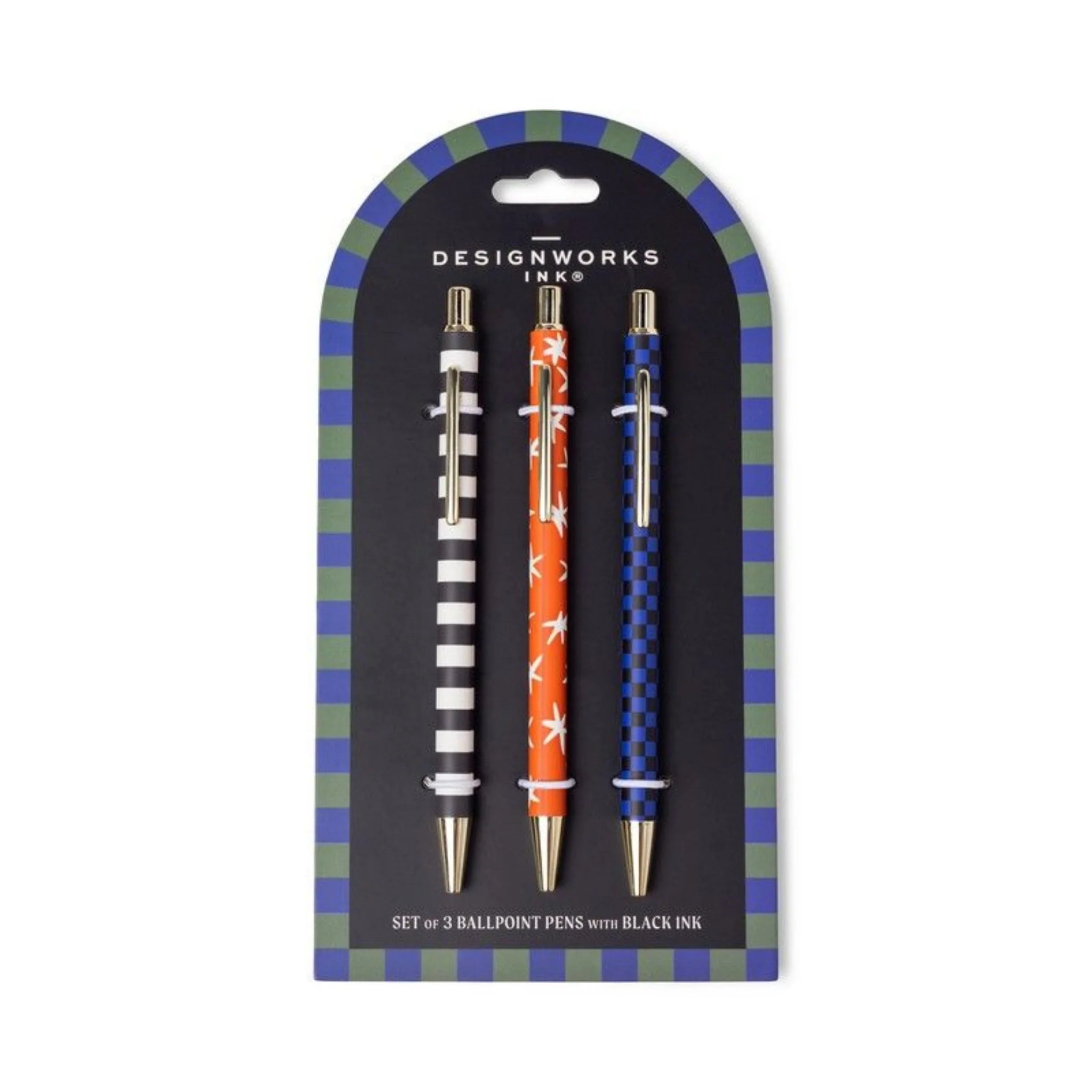 Pen Set Stripe Star Check 3pk