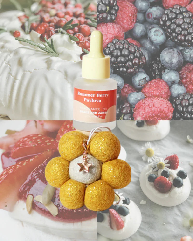 Summer Berry Pavlova - Felt Air Freshener with Christmas Charm