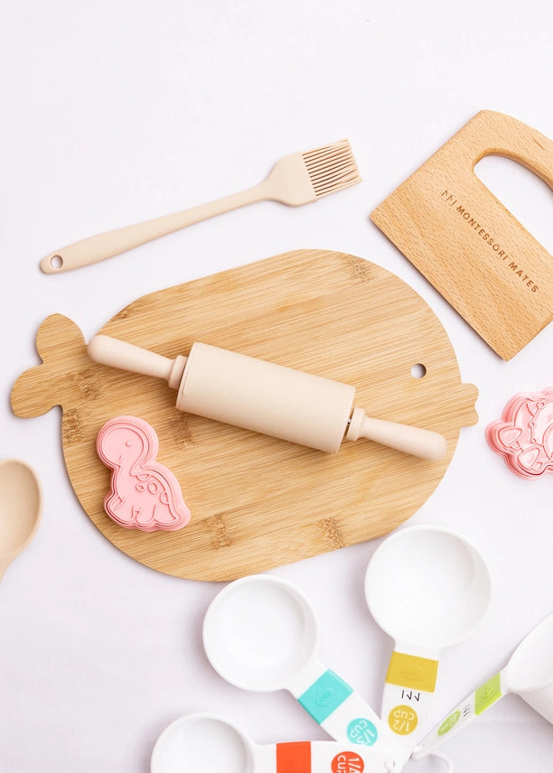 Wooden Kids Cutting Board + Knife Set