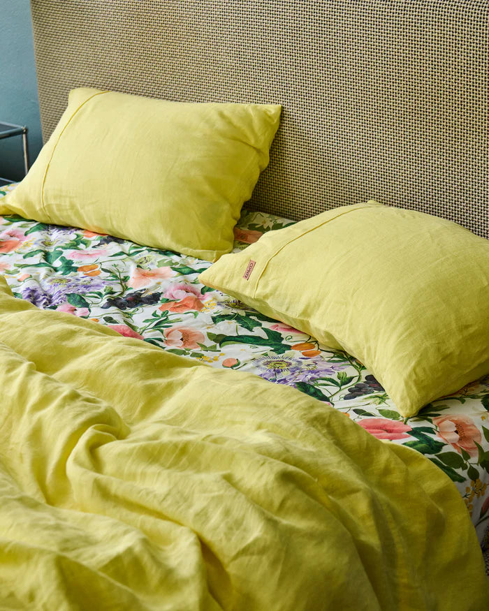 Lemon Butter Linen Pillowcases - 2P Standard Set