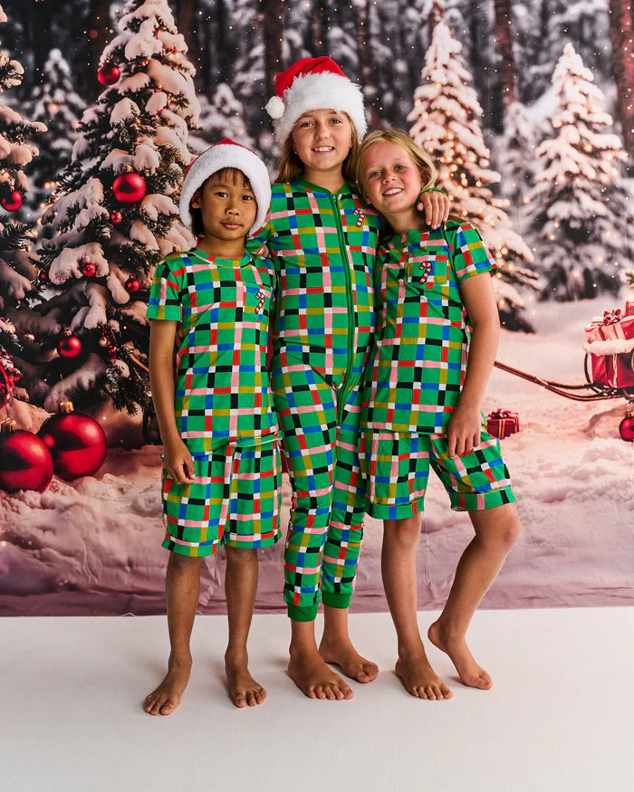 Jolly Tartan Kids Organic Cotton Short Sleeve Tee & Short Pyjama Set 5-6yrs