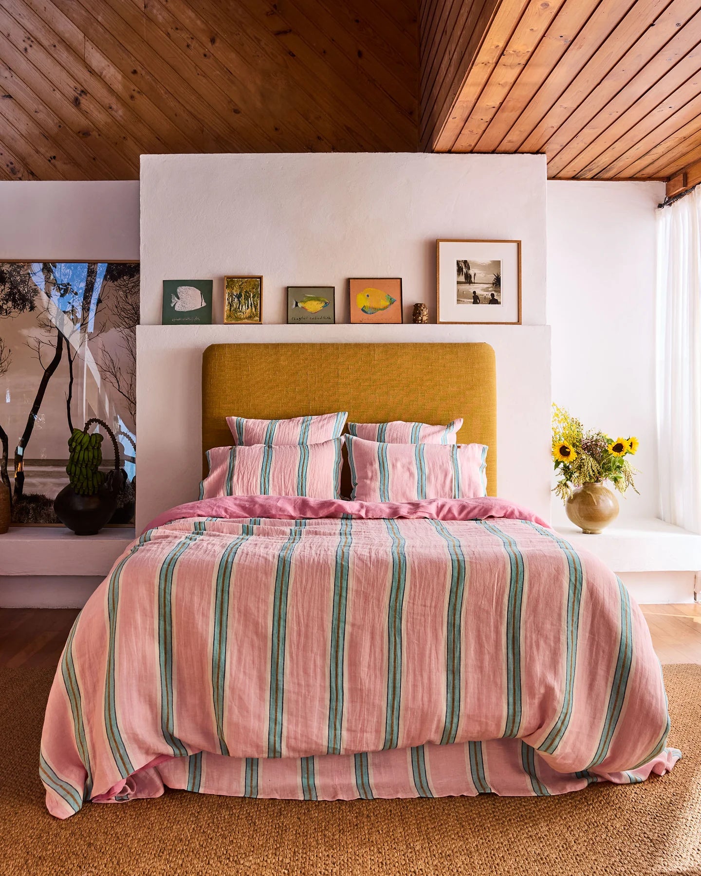 Tickled Pink Stripe Linen Pillowcases