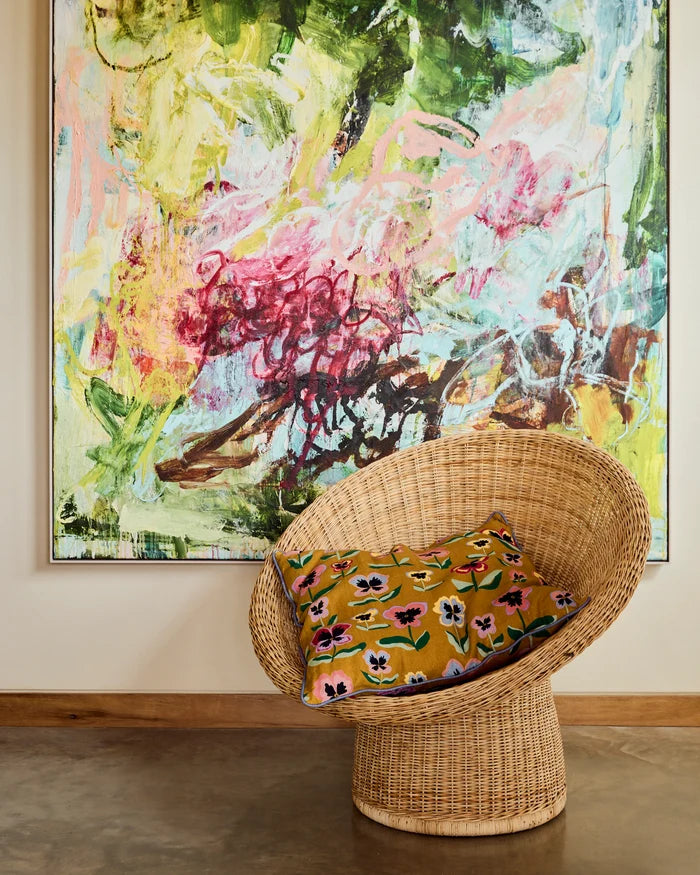 Pretty Pansy Gold Upholstery Cushion