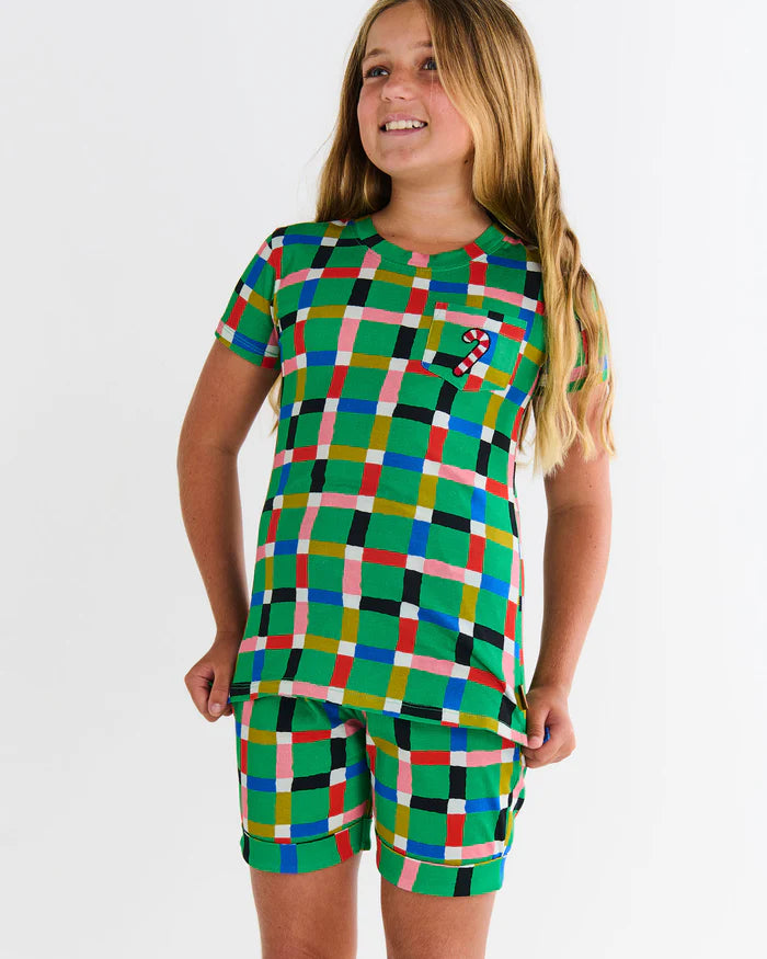 Jolly Tartan Kids Organic Cotton Short Sleeve Tee & Short Pyjama Set 5-6yrs