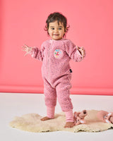 Pink Sprinkle Sherpa Long Sleeve Zip Romper