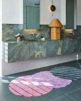 Blushing Stripe Round Bath Mat