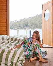 Load image into Gallery viewer, Moss Stripe Linen Pillowcases

