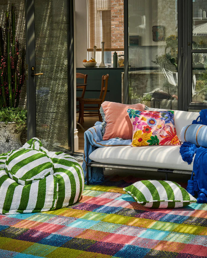 Wild Flowers In Bloom Embroidered Cushion