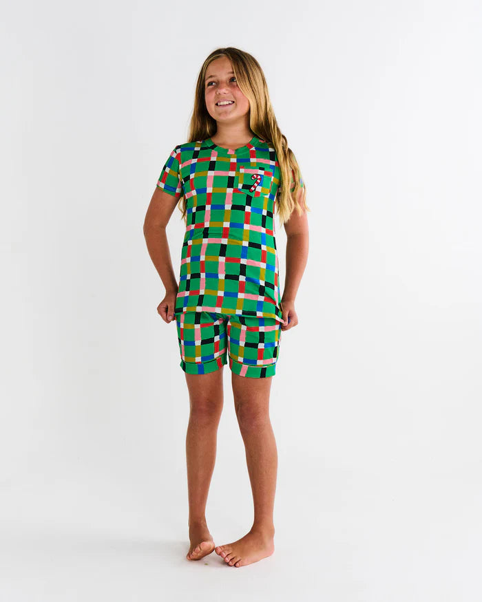 Jolly Tartan Kids Organic Cotton Short Sleeve Tee & Short Pyjama Set 5-6yrs