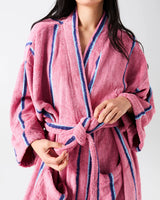 Blushing Stripe Bamboo Terry Bath Robe