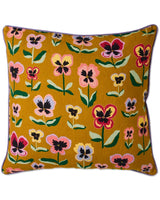 Pretty Pansy Gold Upholstery Cushion