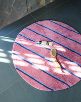 Blushing Stripe Round Bath Mat