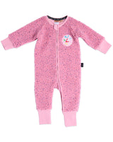 Pink Sprinkle Sherpa Long Sleeve Zip Romper