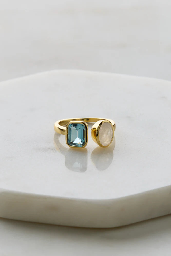 Skylar Ring Moonstone & Blue Topaz
