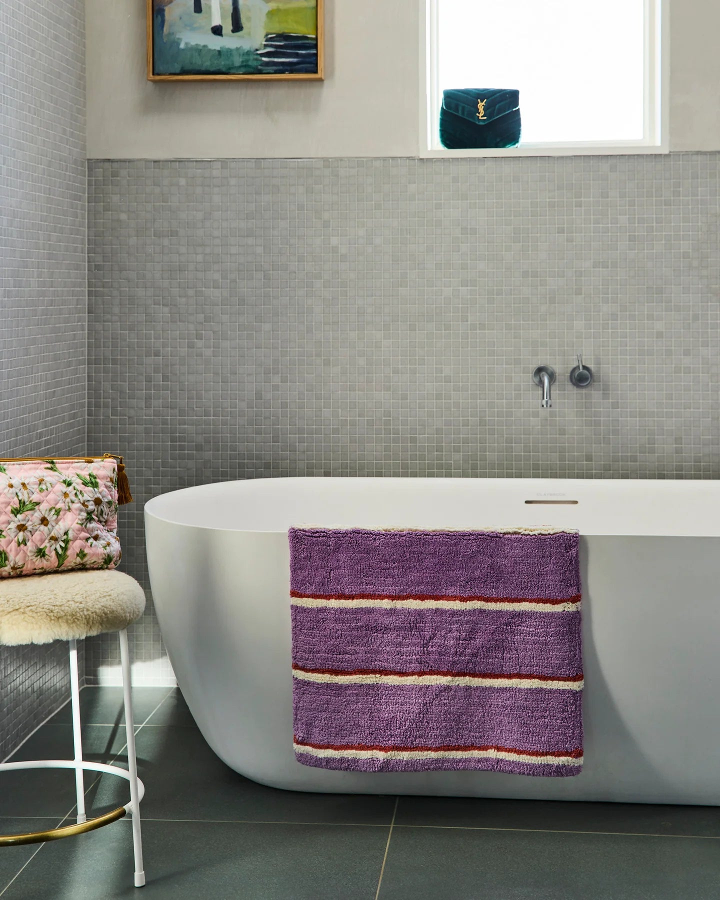 Lavender Field Stripe Bath Mat