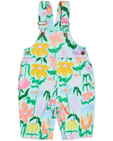 Popping Flowers Green Organic Cotton Quilted Fleece Overalls