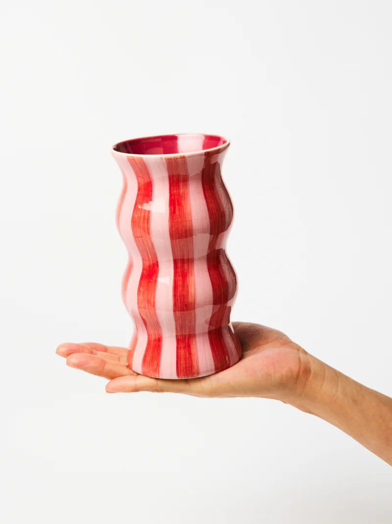 Palma Red Pink Stipe Vase