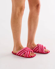 Load image into Gallery viewer, Candy Stripe Sherpa Adult Slippers
