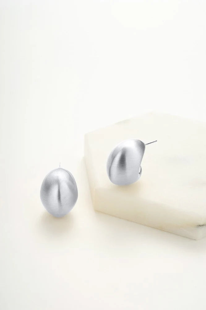 Hailey Brushed Hoop - Silver