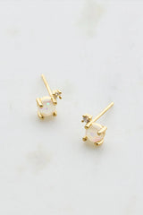 White Opal & Crystal Stud - Gold