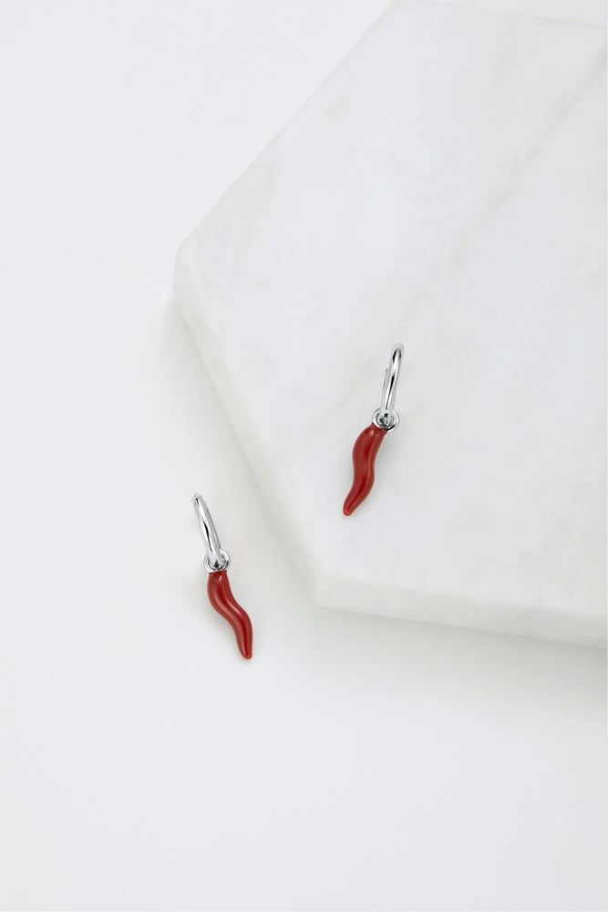 Red Chilli Earring - Silver