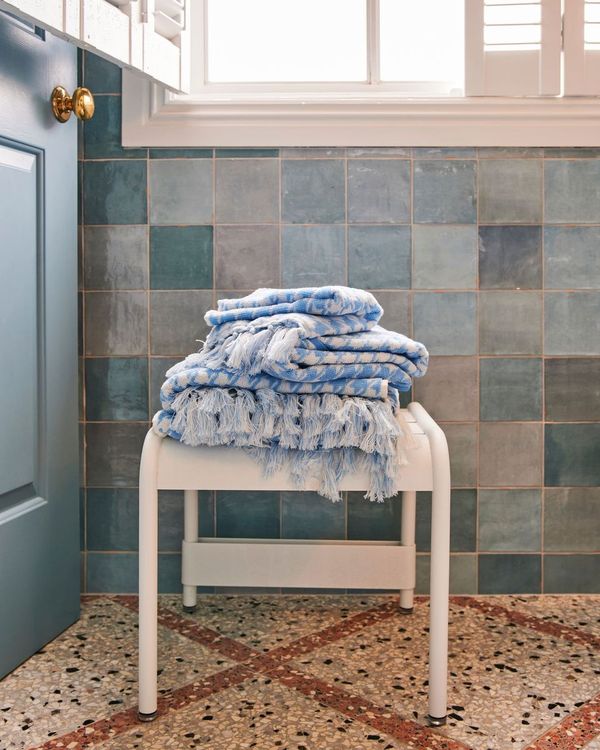 Houndstooth Blue Terry Hand Towel