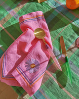 Pink Delight Embroidered Linen 4P Napkin Set