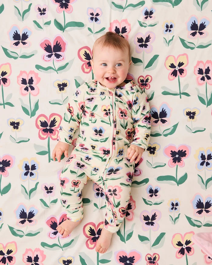 Pretty Pansy Organic Long Sleeve Zip Romper