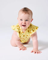 Sunflower Delight Organic Short Sleeve Frill Romper