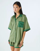 Glow In Green Adult Bamboo Cotton Short Sleeve Shirt & Short Pyjama Set