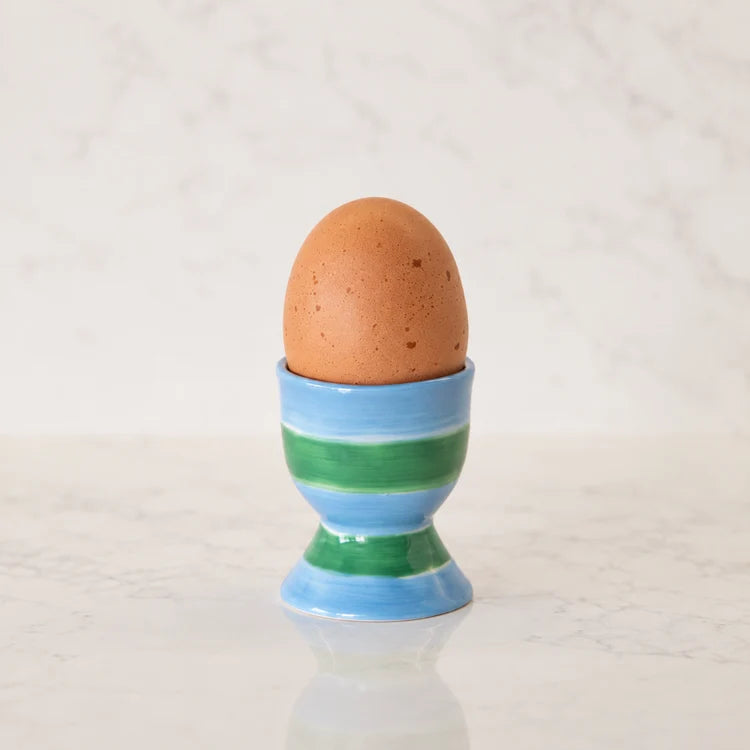 Green & Blue Stipe Egg Cup