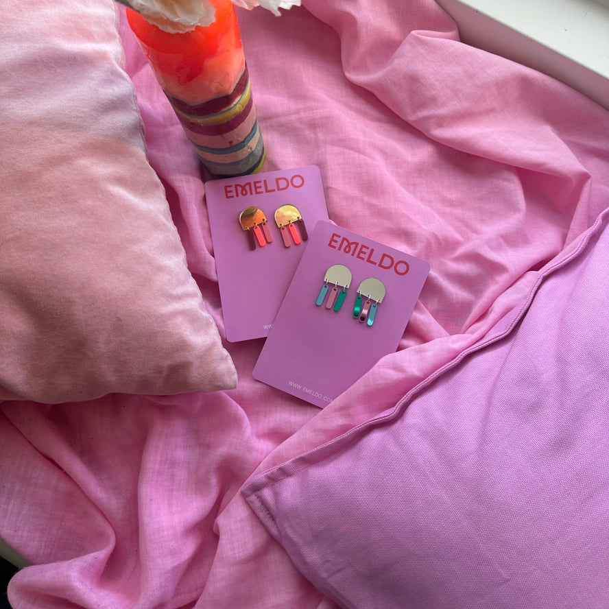 Pascal Earrings - Gold with Pink