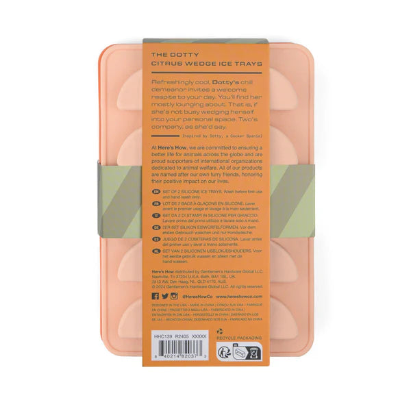 The Dotty Citrus Wedge Ice Trays - Set of 2 -  Orange + Blush Pink