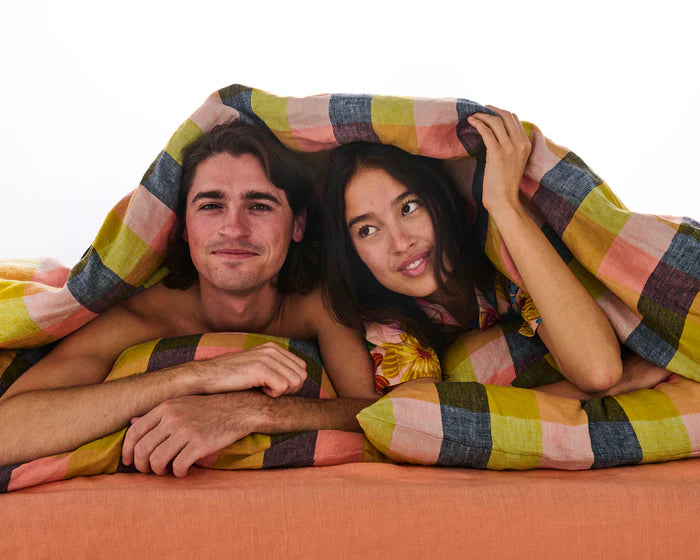 Florida Tartan Linen Quilt Cover