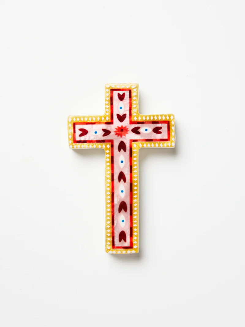 Fable Pink Small Cross Wall Tile