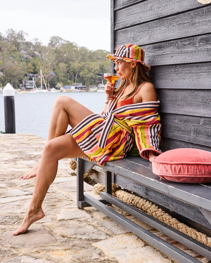 Casablanca Stripe Terry Mini Robe