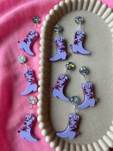 Load image into Gallery viewer, Cowgirl Boot Earrings - purple
