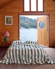 Load image into Gallery viewer, Moss Stripe Linen Pillowcases
