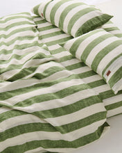 Load image into Gallery viewer, Moss Stripe Linen Pillowcases
