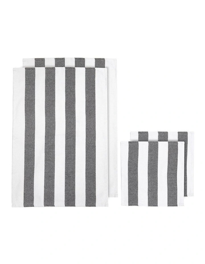 Stripe Green Kitchen Towel & Dishcloth 4pk