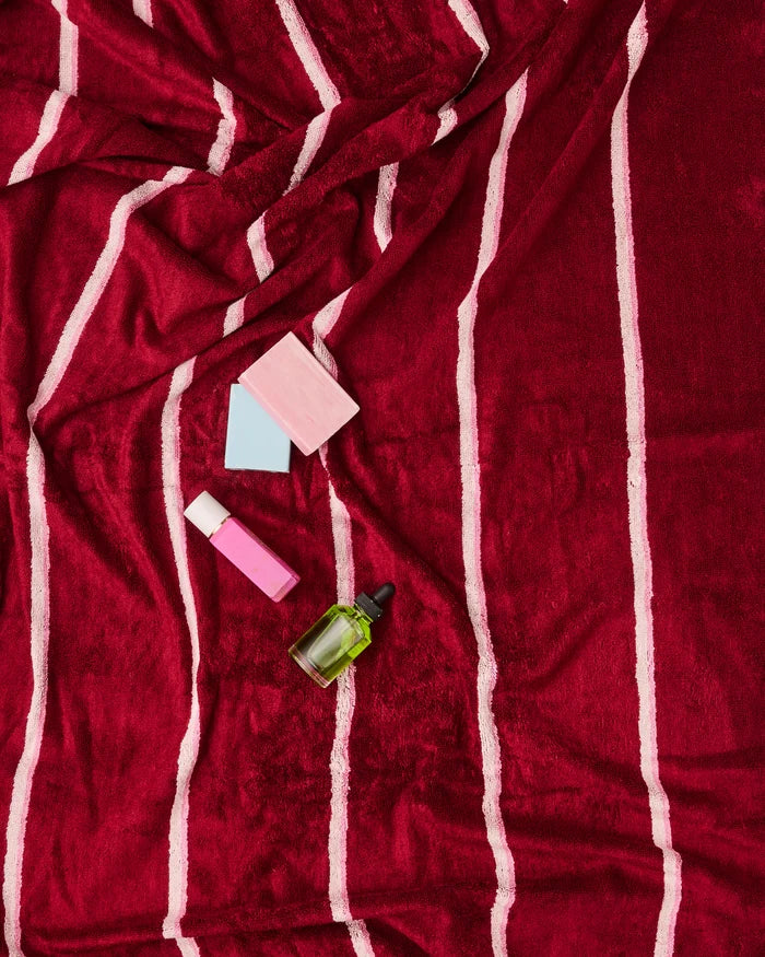 Ruby Rose Stripe Bamboo Terry Bath Towel