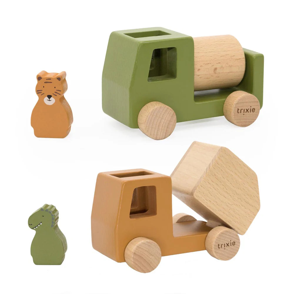 Wooden Animal Construction Cars Set